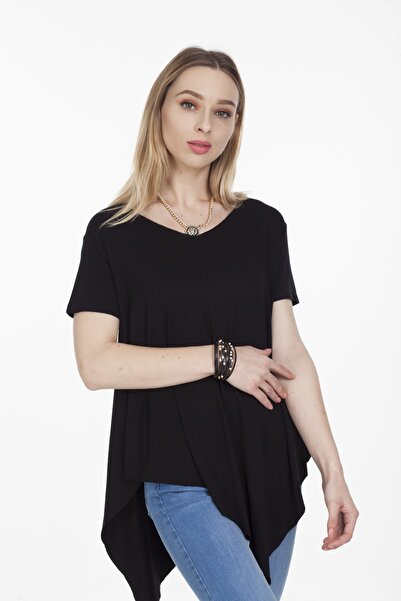 modavingo Bluză de bază asimetrică cu decolteu în V