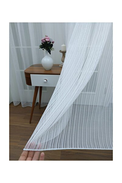 Esse Home Düz Çizgili Örme Tül Perde,  100x200, Seyrek Pile, 1/2