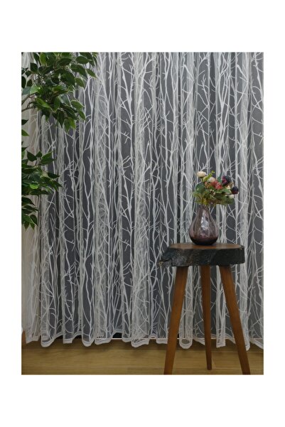 Esse Home Perdea din tul cu dantelă franțuzească cu model de copac, 100x250, ...