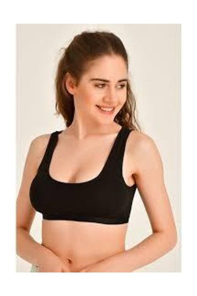 Form Angel Navy Blue Textile Women's Black Thick Strap Padded Bustier Bra 5319