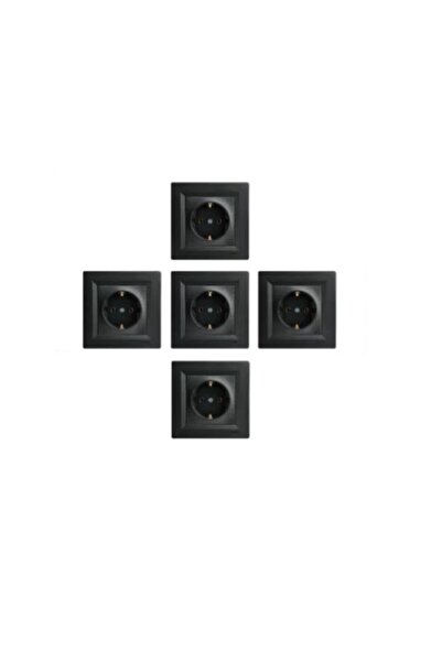 Schneider Electric 5 Li Paket Asfora Plus Antrasit Topraklı Priz Çerçeve Dahil