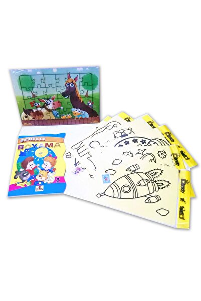 HAYAL Çocuklar Için Aktivite Seti 8 Parça (puzzle, Kum Boya, Boyama Kitabı)