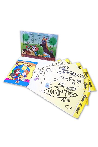 HAYAL Çocuklar Için Aktivite Seti 8 Parça (puzzle, Kum Boya, Boyama Kitabı)
