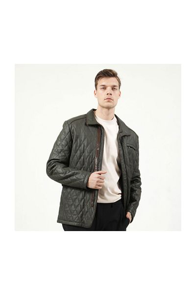 Dericlub E-1012 Gummy Genuine Leather Men's Coat