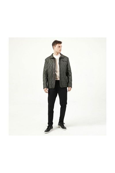 Dericlub E-1012 Gummy Genuine Leather Men's Coat