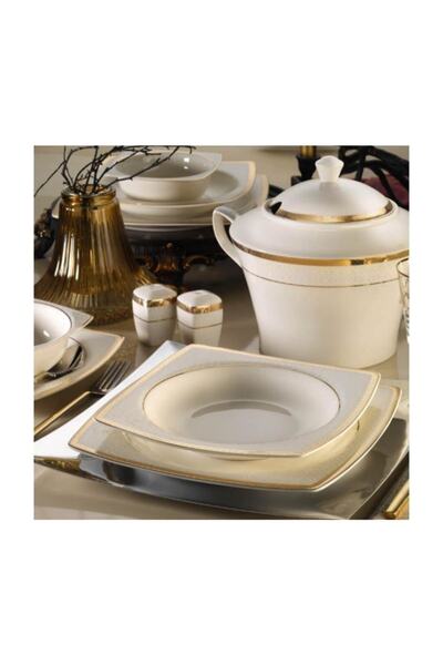 Kütahya Porselen Bone Mare 62 Parça 10363 Desenli Yemek Takımı