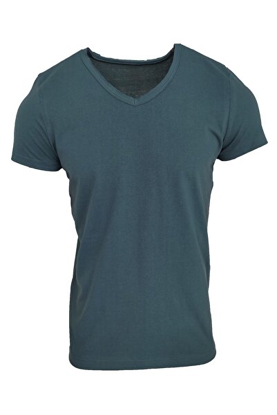 Raf Coll Μπλουζάκι Unisex Basic V-Neck Petrol Blue
