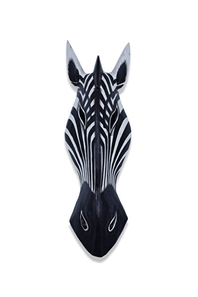 Hedicaret Zebra Kafası Maske, Duvar Objesi, Ahşap Mask, Dekoratif Hediye