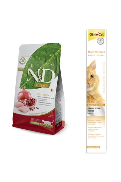 N&D Nd Tahılsız  Kısırlaştırılmış Yetişkin Kedi Maması 1,5 Kg + Gimcat Multi ...