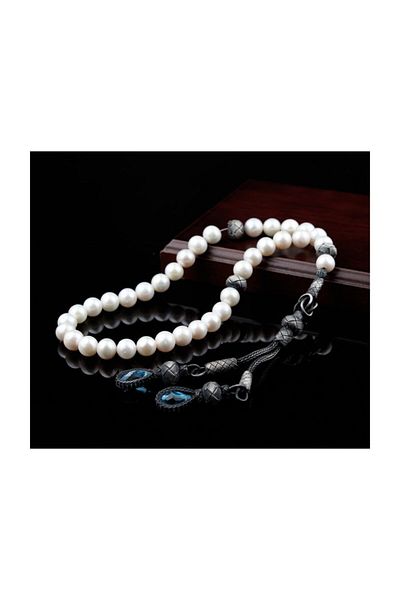 Tesbihsepetim 1000 Sterling Kazaz - Natural Pearl Rosary with Silver Tassels