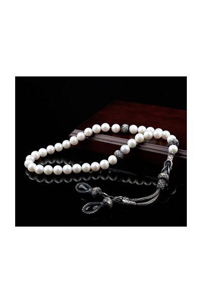Tesbihsepetim 1000 Sterling Kazaz - Natural Pearl Rosary with Silver Tassels