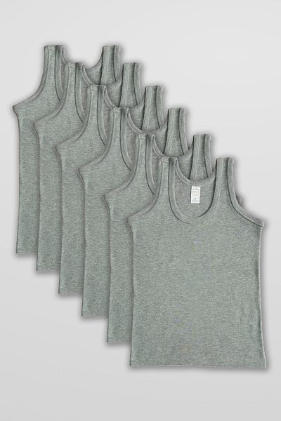 ali altun iç giyim Boy's Gray Ribbed Tank Top - 6 Pieces