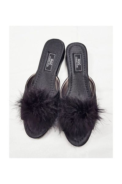 GC Women's Heelless Furry Slippers 180 Black 38