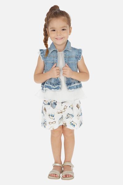 MAYORAL Girl's Patterned Shorts 3276 Cream