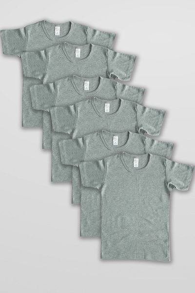 ali altun iç giyim Boy's Gray Ribbed Undershirt - 6 Pieces