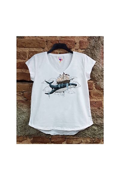 Scubapro Women's Blue Whale White Casual T-shirt