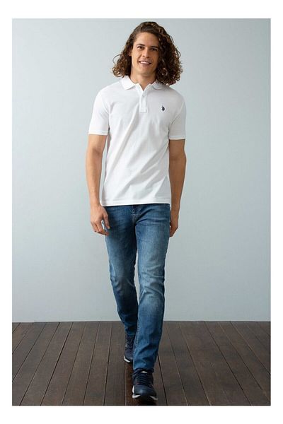 U.S. Polo Assn. Πόλο μπλουζάκι με λαιμόκοψη λευκό