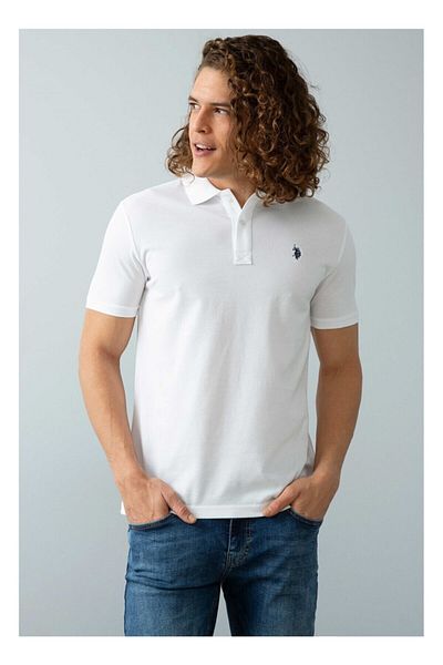U.S. Polo Assn. Πόλο μπλουζάκι με λαιμόκοψη λευκό