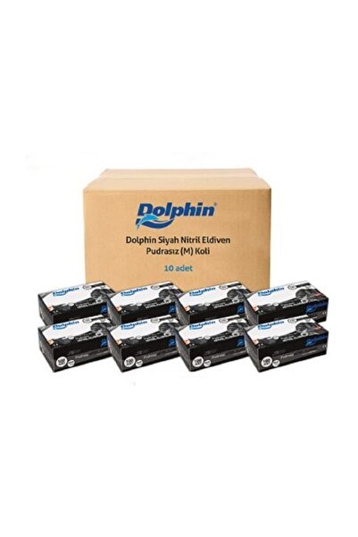 Dolphin Siyah Nitril Eldiven Pudrasız Ekstra Kalın 100 Lü Medium (m) 1 Koli 1...