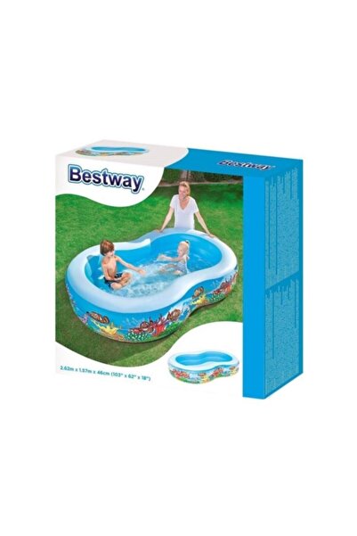 BESTWAY 54118 Παιδική Φουσκωτή Πισίνα, Σχέδιο Ψαριών, 262 x 157 x 46 εκ., 544...