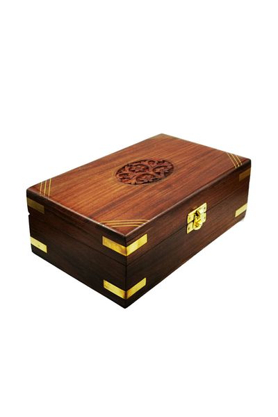 Siner Torque Large Rectangular Wooden Box - Hand Embroidered