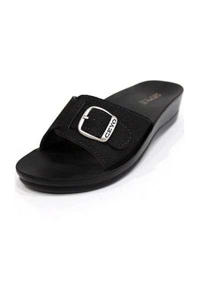 Ceyo Black Minerva - Orthopedic Women's Slippers with Buckle