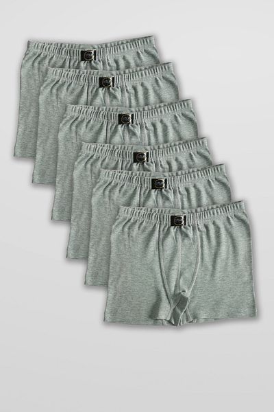 ali altun iç giyim Boy's Gray Combed Cotton Boxers - 6 Pieces