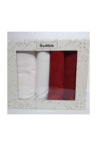 Özdilek Turkish Bath Cream - Red Towel Set