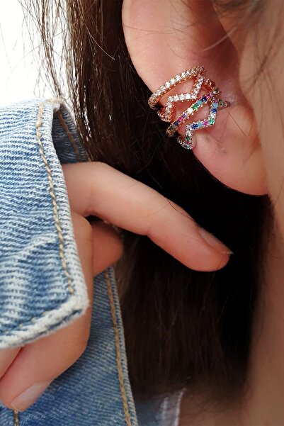 BUNNY Tek Sıra Taş Işleme Sıkıştırmalı Kıkırdak Küpe