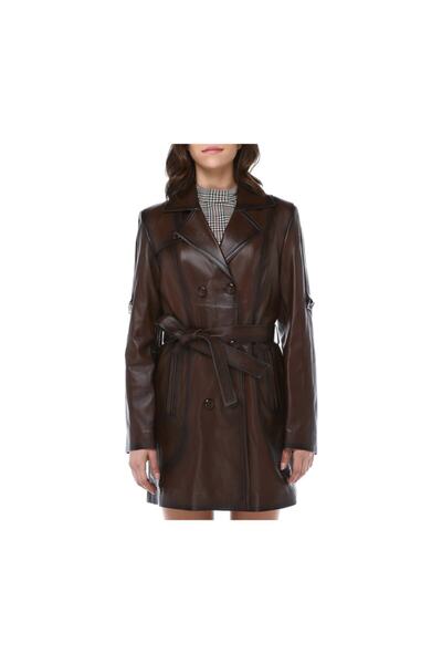 Dericlub Yb-060 Gerçek Deri Kadın Trençkot