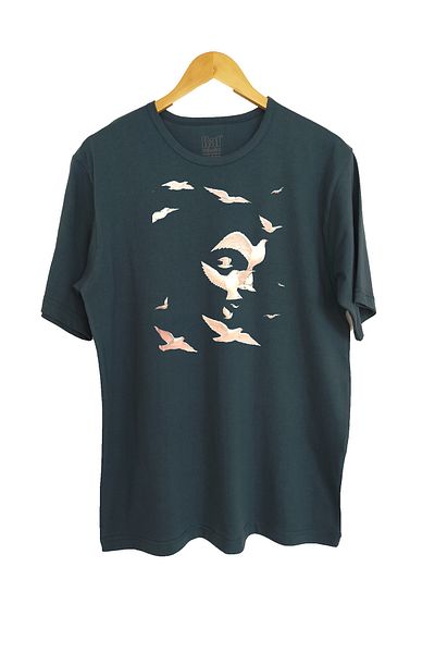 Raf Coll Tricou oversize cu imprimeu unisex, albastru petrol