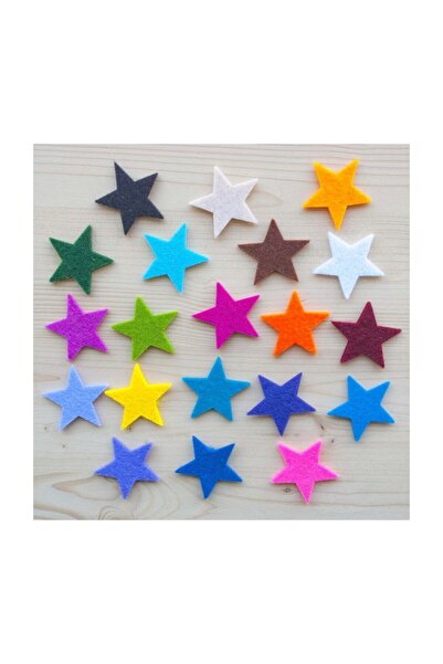 toptankece Keçe 4,5 Cm Renkli Yıldız Süsleri 25 Adet Keçeden Yıldız Figürleri