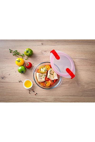 Pyrex 206ph00 حاوية تخزين مستديرة قابلة للقفل مع غطاء 0.35 لتر