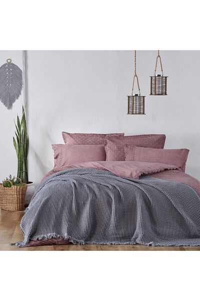Ecocotton مفرش سرير مزدوج من Seren Anthracite