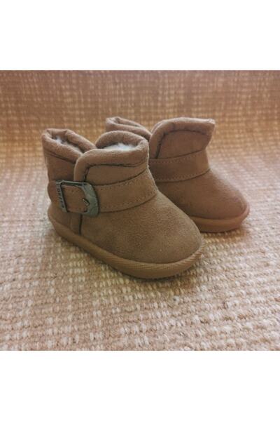 GEZER Unisex Bebek Kahverengi Ortopedik Kürklü Panduf Günlük Ev Botu Behtah Kundura