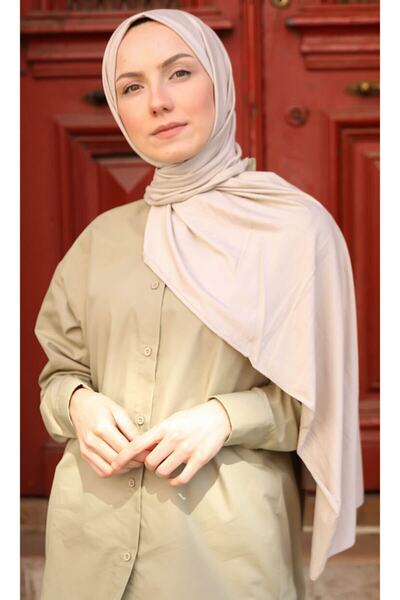 Aslı Gold Taş Rengi Pamuklu Penye Şal