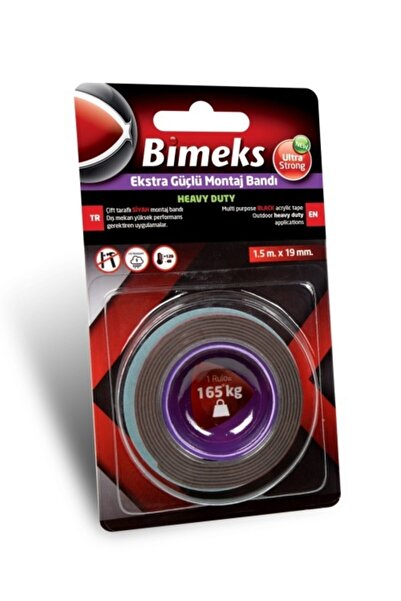 bimeks Çift Taraflı Siyah Montaj Bandı 2 mt X 19 Mm 220kg