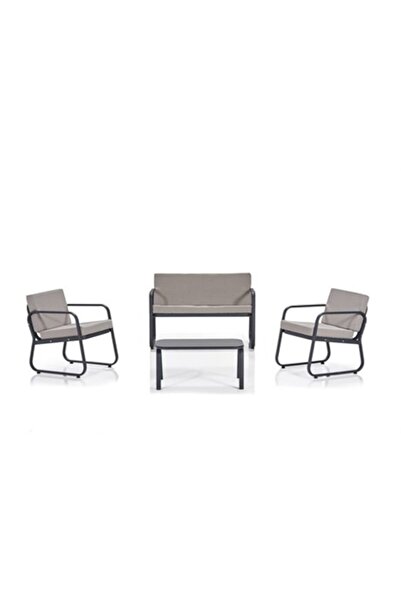 Erinöz Ferni Metal Bahçe Oturma Grubu 2 1 1 Sehpa