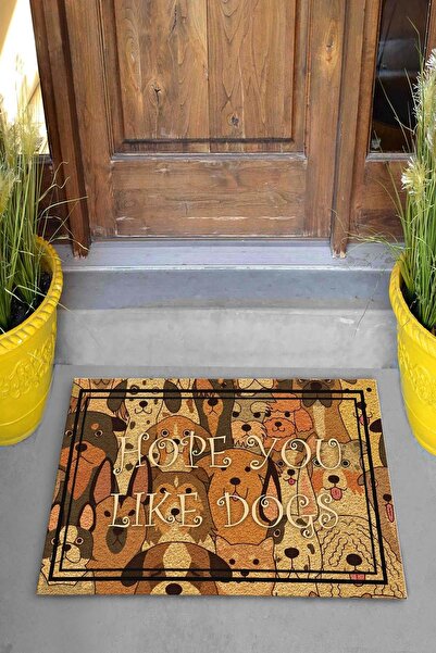 Evsebu Rengarenk Köpekleri Seviyorum Dekoratif Kapı Önü Paspası