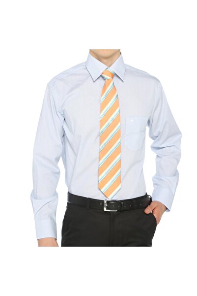 Gomlekplus v Erkek Kaşmir Mavisi Bengal Çizgili Poplin Gömlek