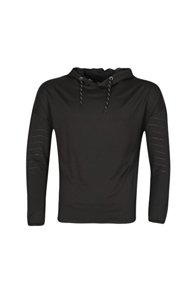 UHLSPORT Erkek Siyah Kollar Delikli Kapüşonlu Sweatshirt