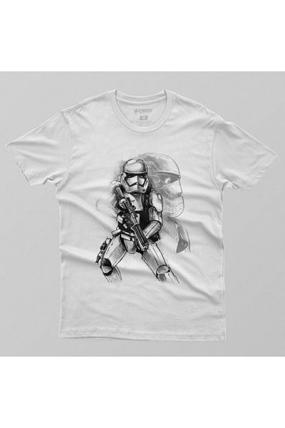 Crazy Tricou alb pentru bărbați Star Wars First Order Stormtrooper Sketch