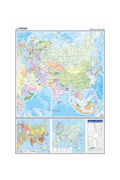 Gürbüz Yayınları خريطة سياسية آسيوية 100x140