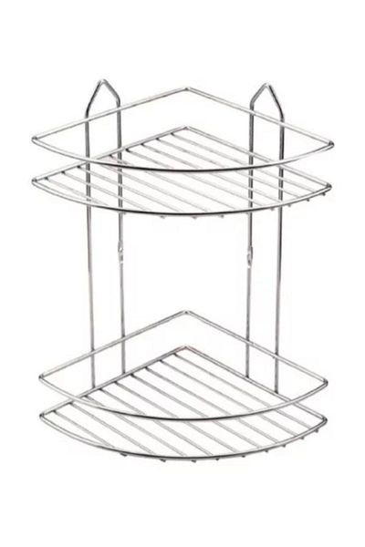 Pinkcloset Stainless 2-Tier Corner Bathroom Shampoo Holder Sponge Holder Shower Rack