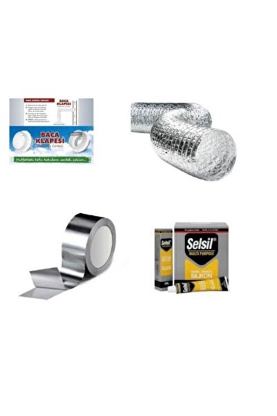 ERPLASSAN Baca Klapesi Sızdırmaz Contalı  Folyo Bant 3 mt Aspiratör Borusu 2 ...