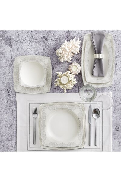 Güral Porselen Carolıne 61 Parça Kare Bone Yemek Takımı - 5428