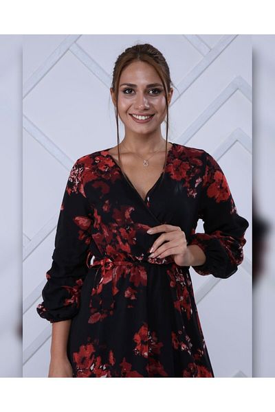CİXAPLE Mâneci adunate șifon cu model floral