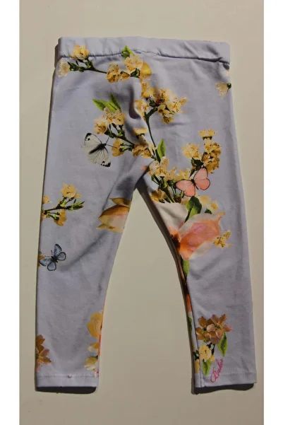 Çipil Baby Girl Baby Blue Flower Pattern Tights