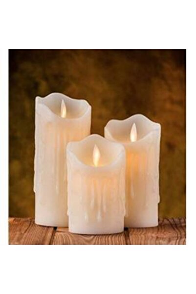 MOBGİFT 3'lü Led Mum Pilli Dekoratif Gece Lambası - Parafinli