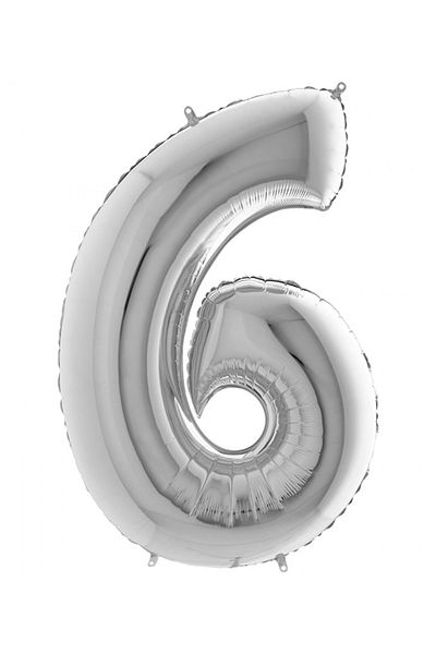 Big Party 6 Number Silver Foil Balloon 75 Cm